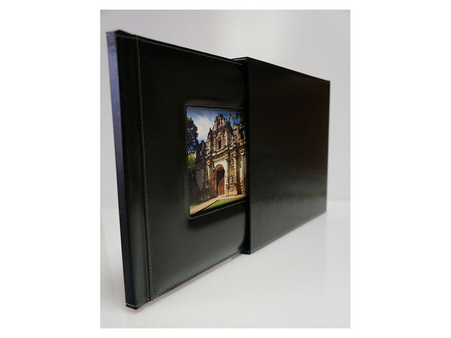 Black casemade slipcase with photo inset